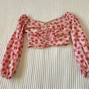 Zara pink Floral Long Sleeve Women's Top